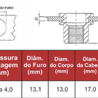 Rebite C/ Rosca M10 Aba Plana Embalagem Com 350 Pç Vendfix