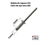 Rebite De Repuxo De Aço Inox 304 Com 3,2mm X 12mm 100 Peças