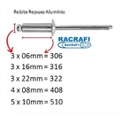 Rebite Repuxo Aluminio 408 4x8mm C/25 Pcs Cod.53 Racrafi