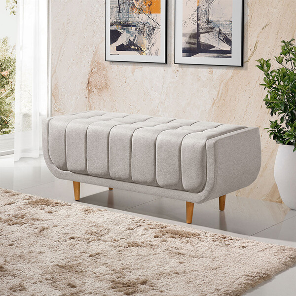 Recamier Alemanha 1,00m Com Base Madeira Linho Sofatec