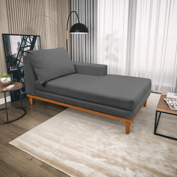 Recamier Almeria 165cm Linho Maranata Estofados Cinza Escuro