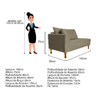 Recamier Azura 160cm Com Almofada Lado Direito Linho - Doce S