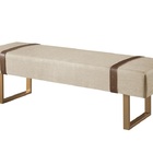 Recamier Banco Puff Londres Linho Bege Claro/caramelo 1,40m