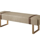 Recamier Banco Puff Londres Linho Bege Medio/caramelo 1,40m