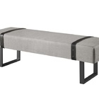 Recamier Banco Puff Londres Linho Cinza/preto 1,40m