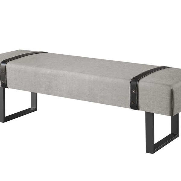 Recamier Banco Puff Londres Linho Cinza/preto 1,40m