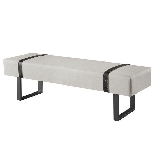 Recamier Banco Puff Londres Linho Off White/preto 1,40m