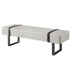 Recamier Banco Puff Londres Linho Off White/preto 1,60m