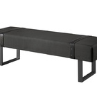 Recamier Banco Puff Londres Linho Preto/preto 1,60m