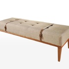 Recamier Banco Puff Roma Linho Bege Claro