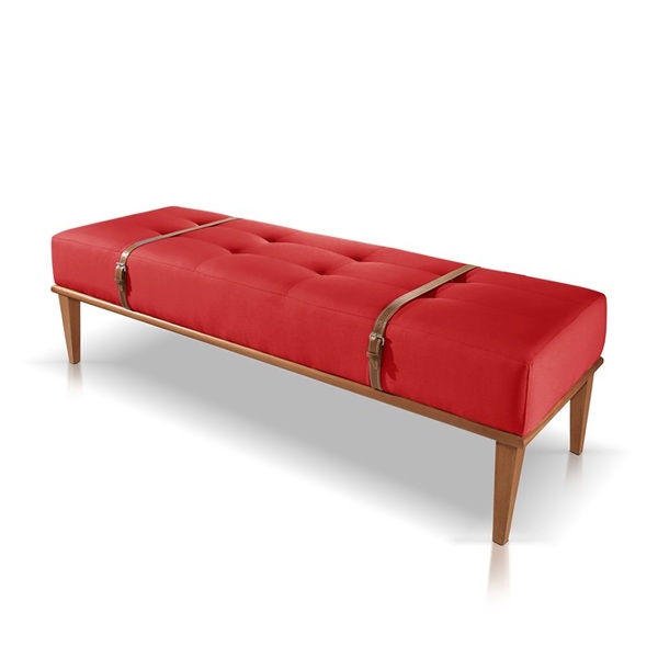 Recamier Banco Puff Roma Veludo Vermelho 5