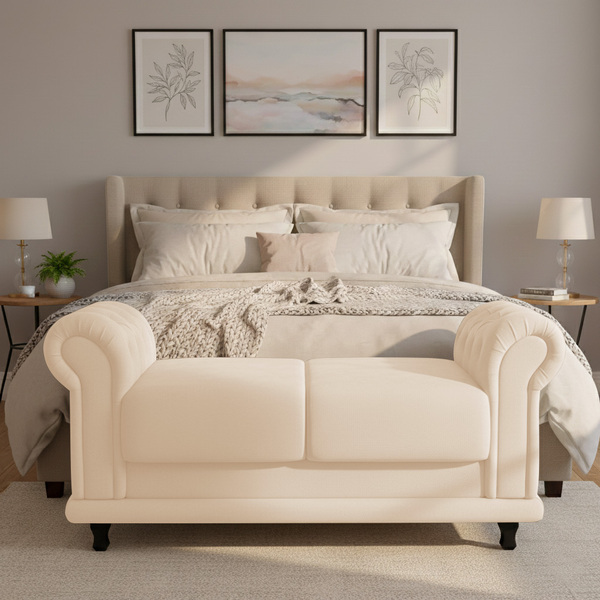 Recamier Barcelona Namoradeira Calçadeira Suede Com Strass M1