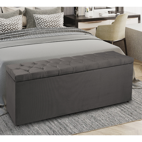 Recamier Baú 1,40m Madrid Suede Cinza Dal Poz Estofados
