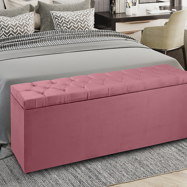 Recamier Baú 1,95m Madrid Suede Rosa Dal Poz Estofados