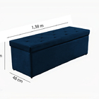 Recamier Baú Azul Em Veludo 1,38m Belle