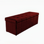 Recamier Baú Bordô Em Veludo 1,38m Clark