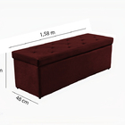 Recamier Baú Bordô Em Veludo 1,58m Belle