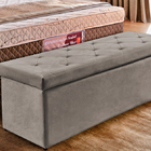 Recamier Baú Cru Em Veludo 1,58m Belle