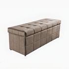 Recamier Baú Cru Em Veludo 1,58m Clark