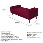 Recamier Baú Félix Casal 140 Cm Suede - Amarena Móveis - Bordô