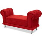 Recamier Báu Felix Com Capitonê 195cm Suede Vermelho