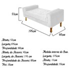 Recamier Baú Félix King Size 195cm Suede Branco - Amarena Móv