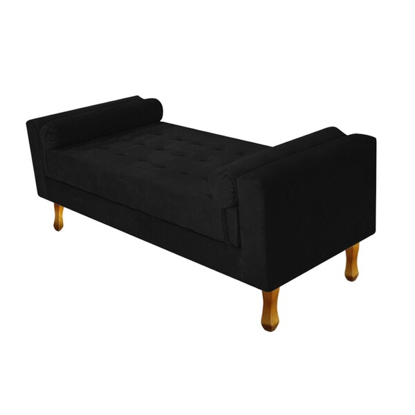 Recamier Baú Félix Solteiro 100cm Suede Preto - Amarena Móveis
