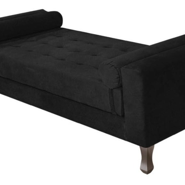 Recamier Baú Félix Solteiro 100cm Suede Rosê - Amarena Móveis