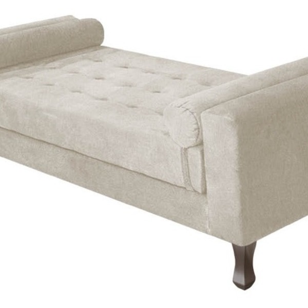 Recamier Baú Félix Solteiro 100cm Suede Rosê - Amarena Móveis