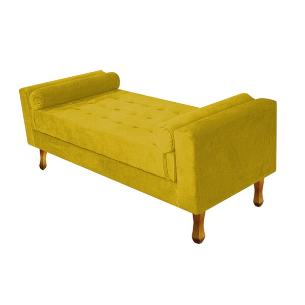 Recamier Baú Félix Solteiro 90cm Suede Amarelo - Amarena Móve