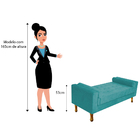 Recamier Baú Félix Solteiro 90cm Suede Azul Turquesa - Amaren