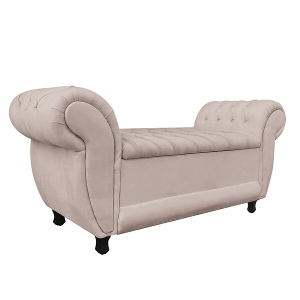 Recamier Baú Londres 120cm Suede M11 - D'rossi - Bege