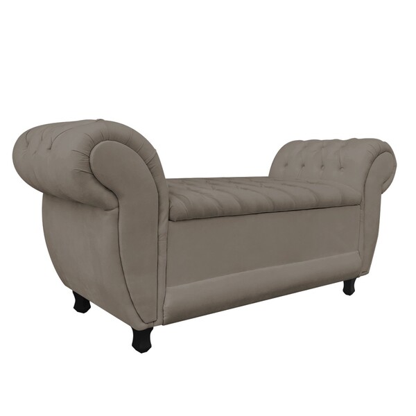 Recamier Baú Londres 120cm Suede M11 - D'rossi - Marrom Rato