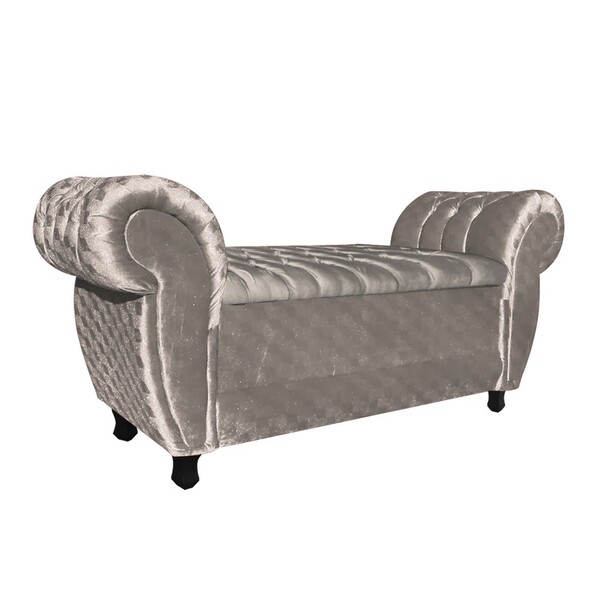 Recamier Baú Londres 1 20 Acetinado D'rossi - Trabalhado Bege