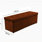 Recamier Baú Ocre Em Veludo 1,38m Belle