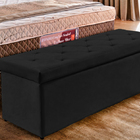 Recamier Baú Preto Em Veludo 1,58m Belle