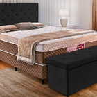 Recamier Baú Preto Em Veludo 1,58m Belle