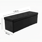 Recamier Baú Preto Em Veludo 1,58m Belle