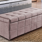 Recamier Baú Rosé Em Veludo 1,38m Clark