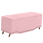 Recamier Calçadeira Baú Belize Casal 140cm Veludo Rosa Bebê -