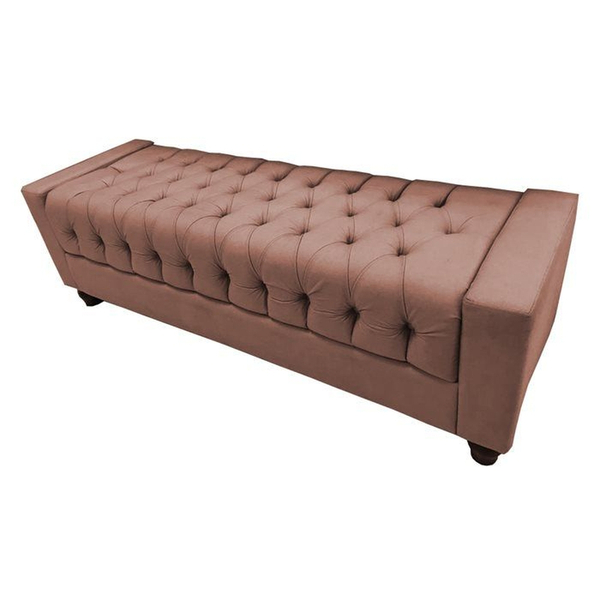 Recamier Calçadeira Baú Paris 140cm Rose Bnn Decor