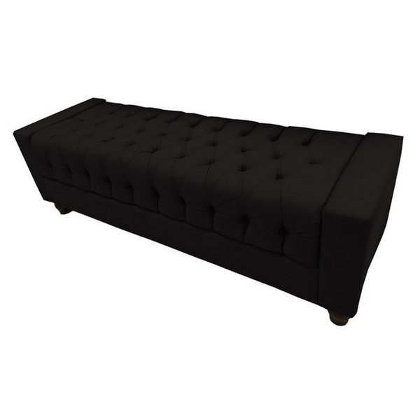 Recamier Calçadeira Baú Paris 160cm Preto Bnn Decor