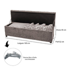 Recamier Calçadeira Baú Paris 160cm Preto Bnn Decor