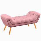 Recamier Calçadeira Casal King 195cm Ayla Veludo Rosa Bebê -