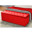 Recamier Calçadeira Casal Queenn 160cm Sofia Veludo Vermelho-