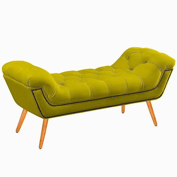 Recamier Calçadeira Solteiro 100cm Ayla Veludo Amarelo - Mont