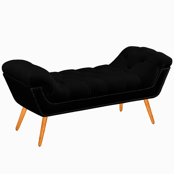 Recamier Calçadeira Solteiro 100cm Ayla Veludo Preto - Montan