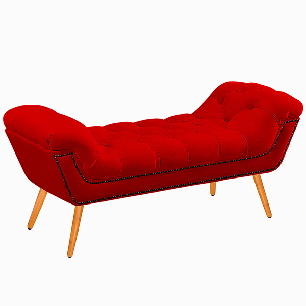 Recamier Calçadeira Solteiro 100cm Ayla Veludo Vermelho - Mon