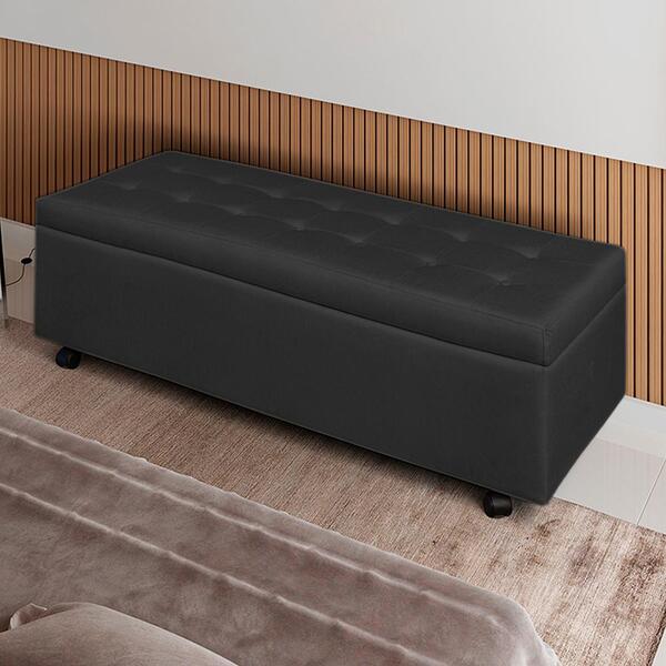 Recamier Casal Bau Com Rodizio 140x45cm Toskana Linho Dc