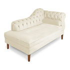 Recamier Chaise Ayla 1 40m Suede Bege Pés Chanfrado Castanho